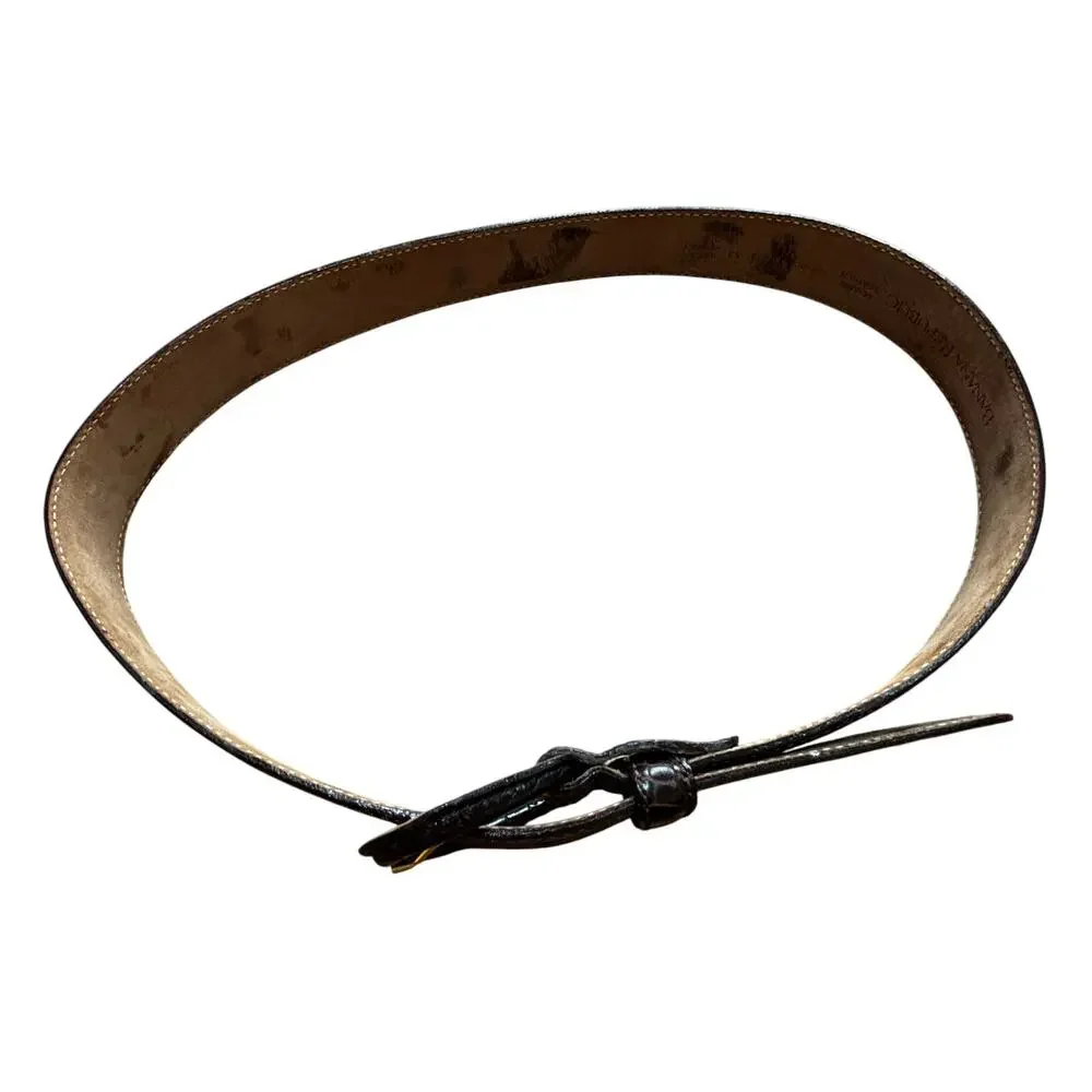 Banana Republic Brown Leather Belt Size 32 Made in Italy moc croc covered buckle